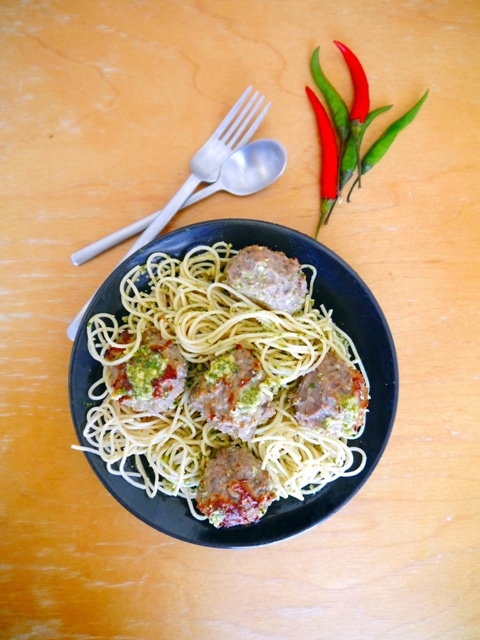 Thai Basil Meatballs with Thai Pesto Recipe-Thai-Foodie