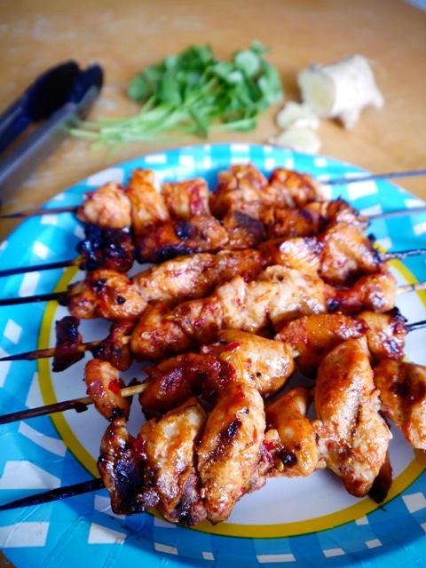 Sriracha Ginger Grilled Chicken Kebabs Recipe