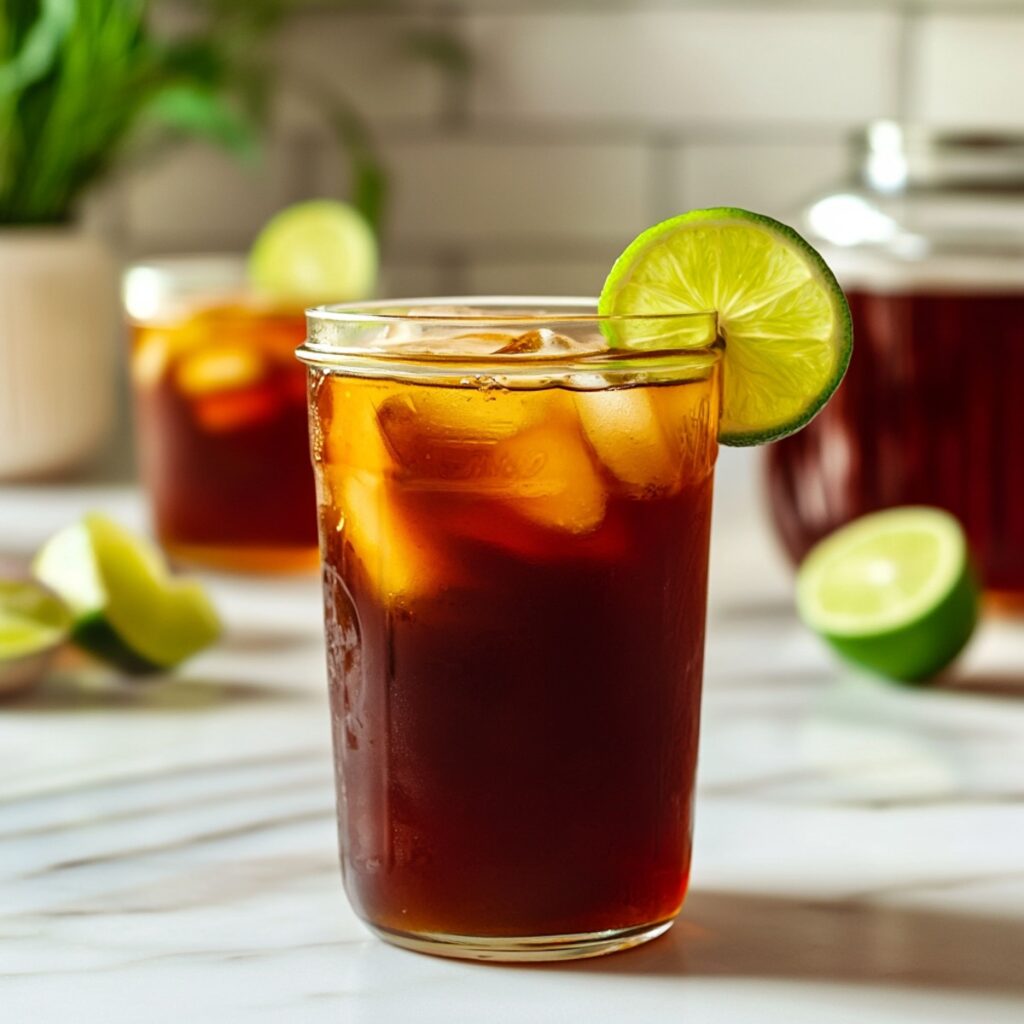 thai lime tea in a glass