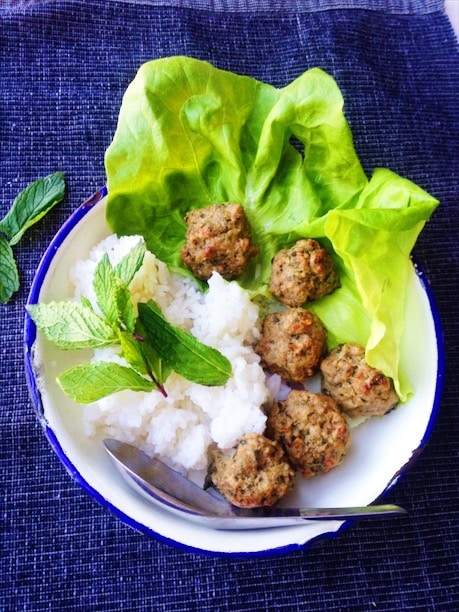 Thai Larb Meatball Lettuce Wraps Recipe