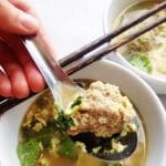 Thai Egg Drop Soup has such heart-warming flavors: cilantro, green onion, easy meatballs, and eggs, and is the perfect quick, weeknight meal!