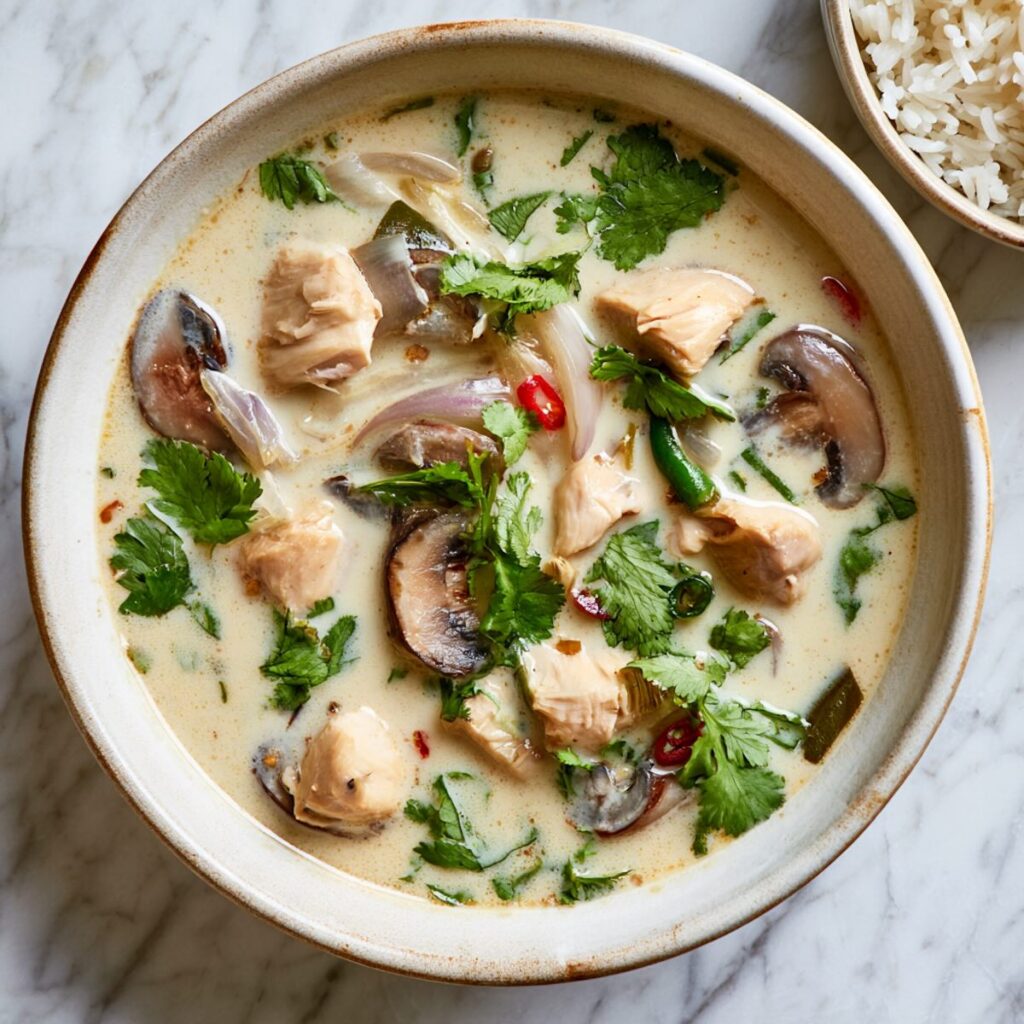 tom kha soup plated