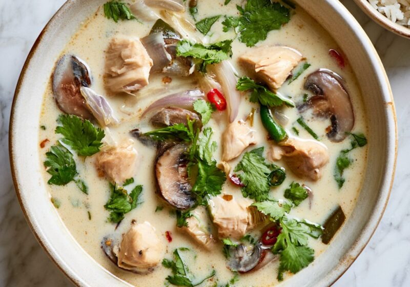 tom kha soup plated