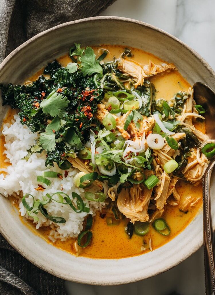 instant pot chicken curry thai plated