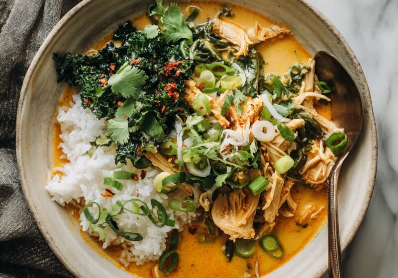 instant pot chicken curry thai plated