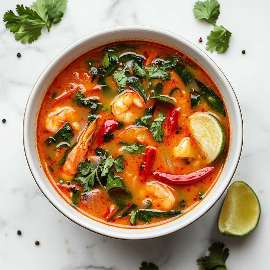 Bowl of shrimp Tom Yum Soup.