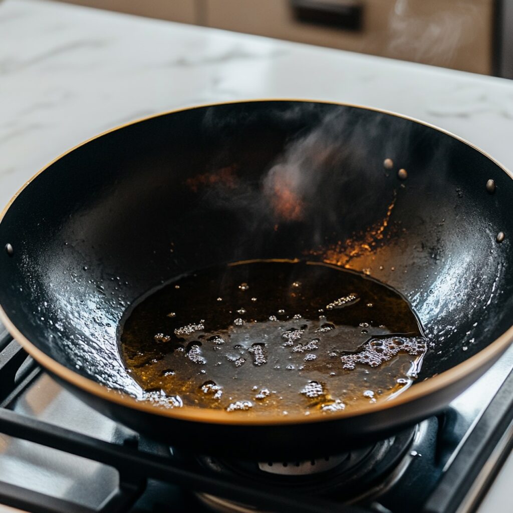 hot oil wok for thai omelette