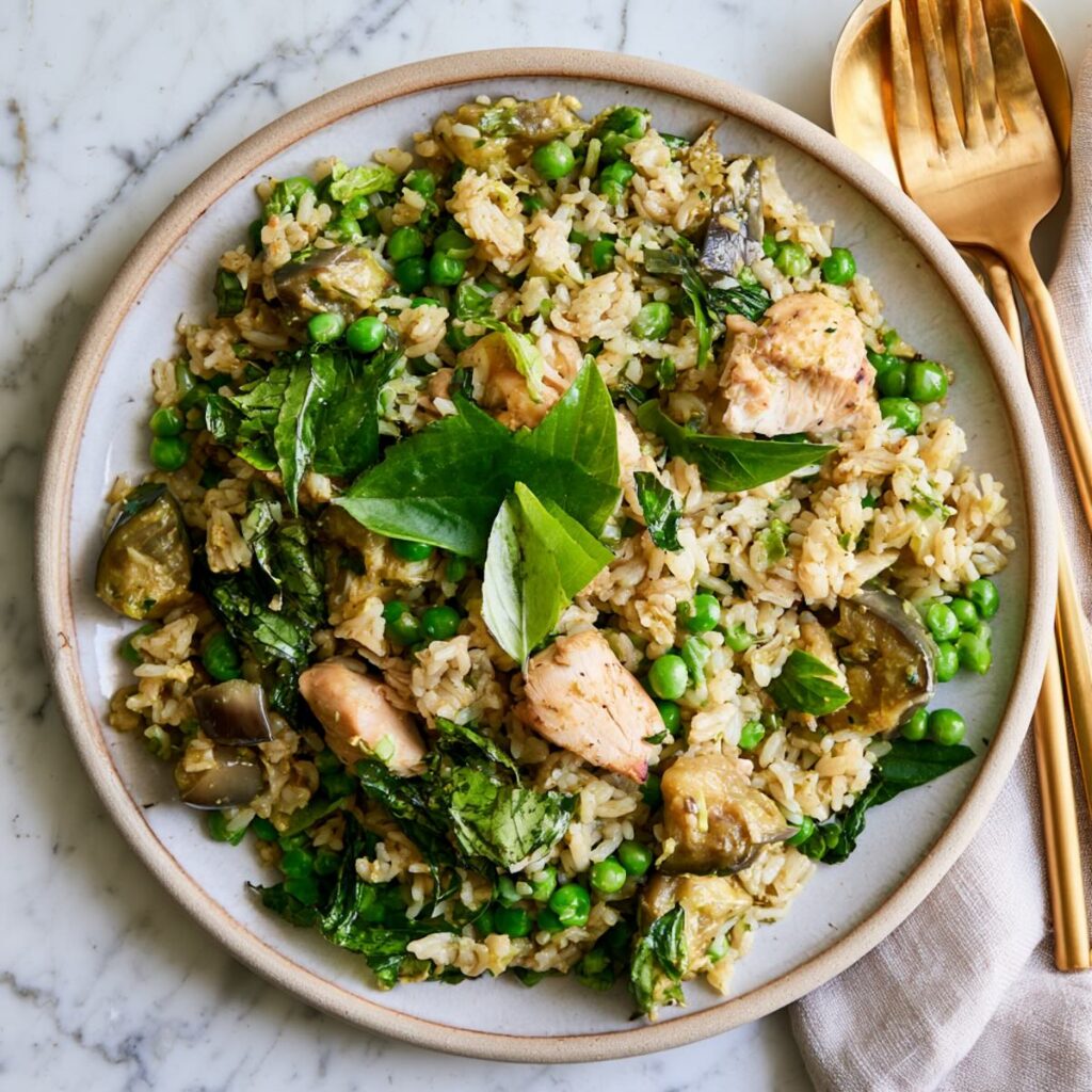 green curry fried rice plated