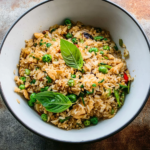Green Curry Fried Rice in white bowl