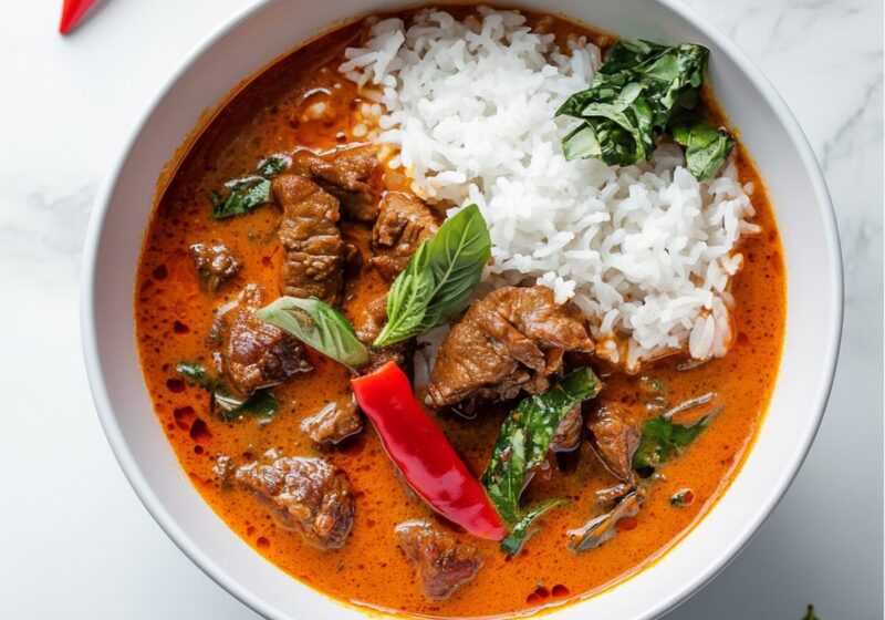 beef panang curry plated