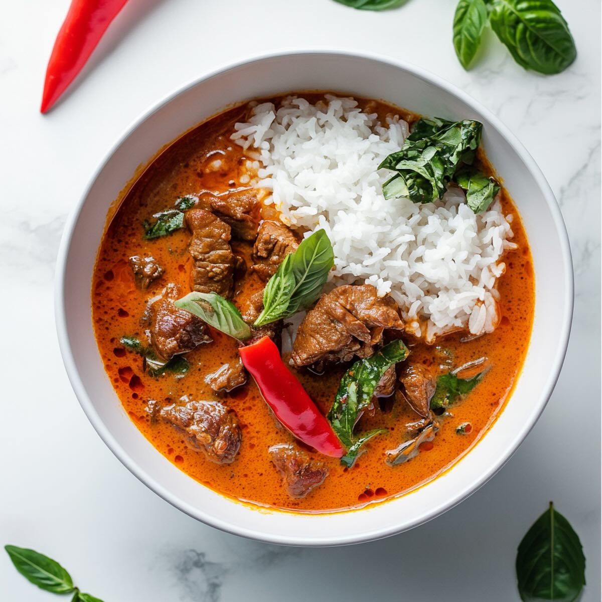 beef panang curry plated