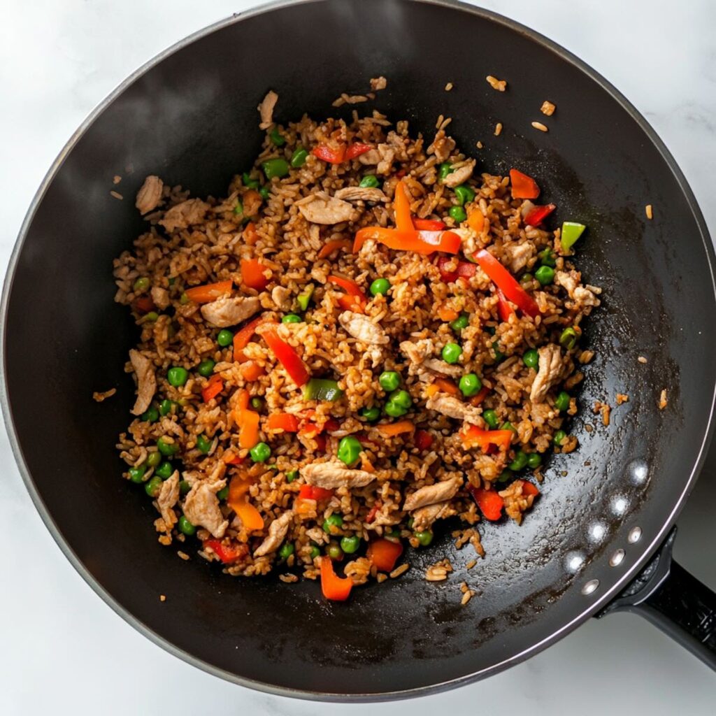 thai khao pad fried rice in wok