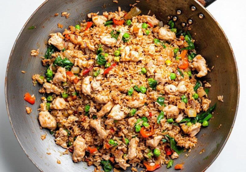 thai khao pad in wok