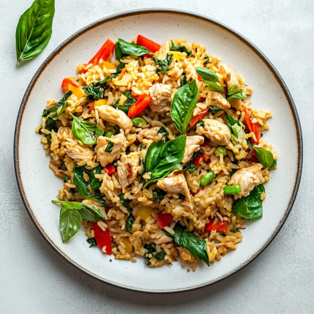 Thai Basil Chicken Fried Rice | thai-foodie.com