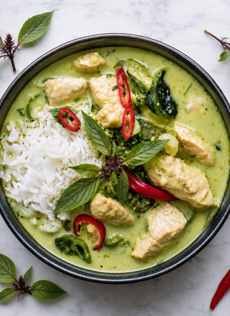 thai green curry with chicken basil