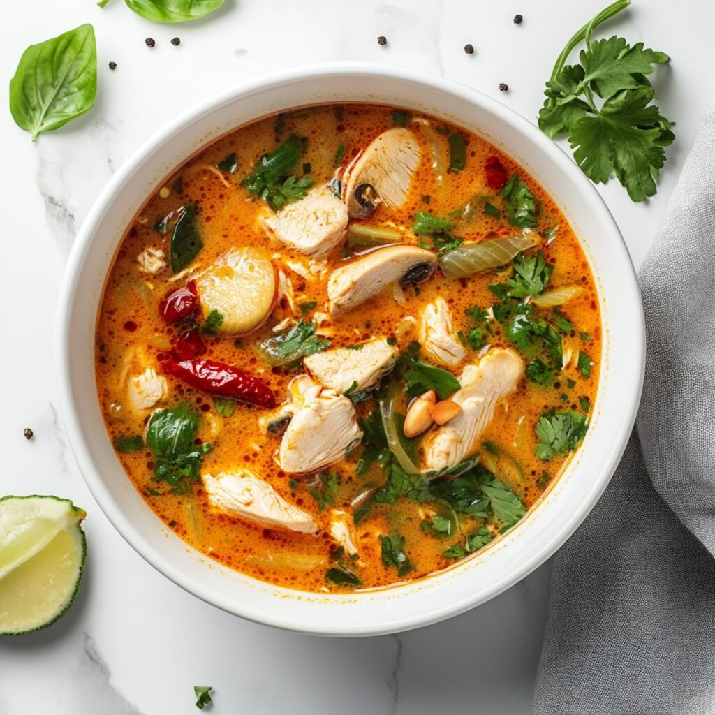 chicken tom yum soup bowl