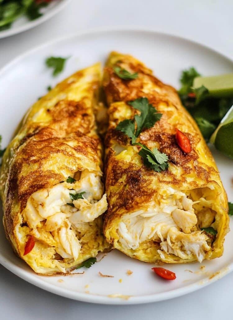 thai crab omelette plated