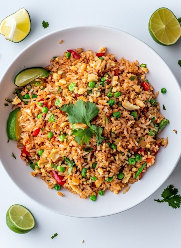 vegetarian thai fried rice plated