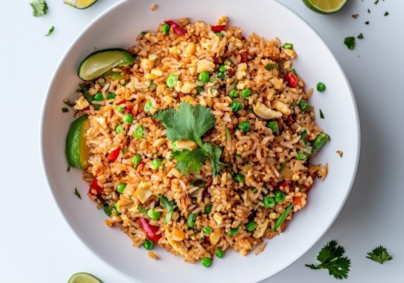 vegetarian thai fried rice plated