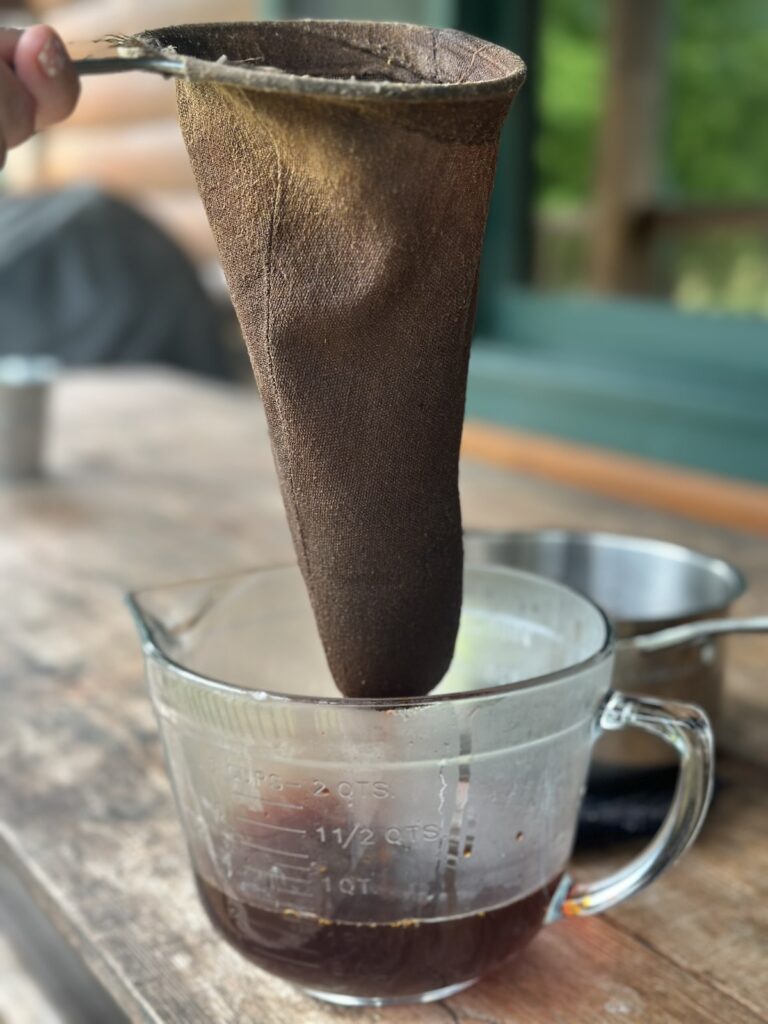 thai lime tea in tea sock