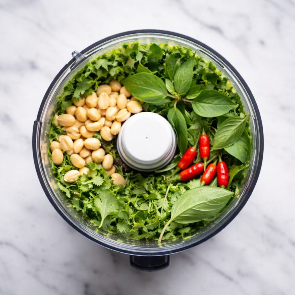 Vibrant Thai basil pesto ingredients